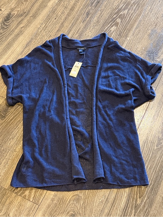Ann Taylor Sweaters - Ann Taylor Navy Blue Short Sleeve Open Cardigan